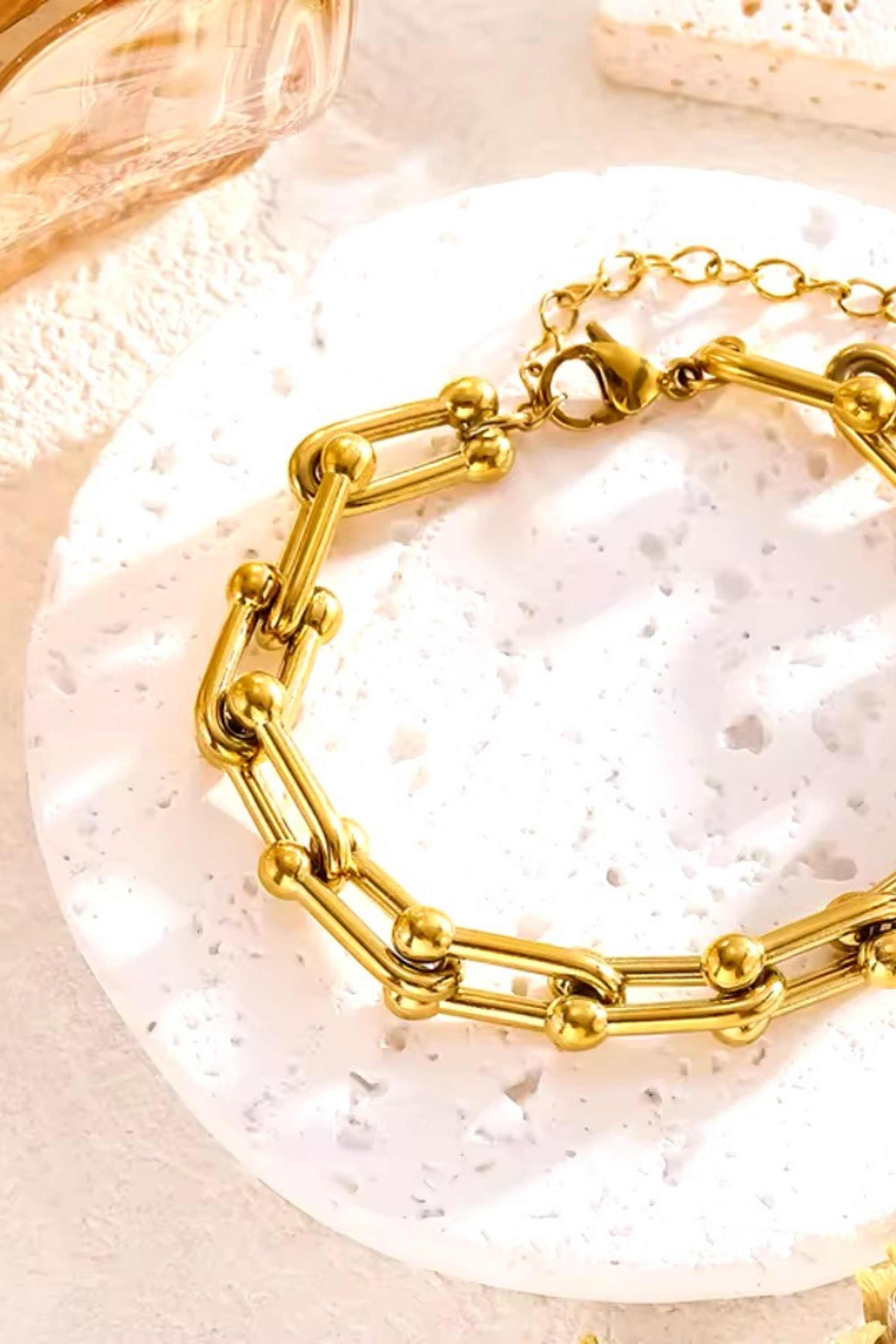 JENNY – Armband-Kettenset aus 18 Karat vergoldetem Edelstahl